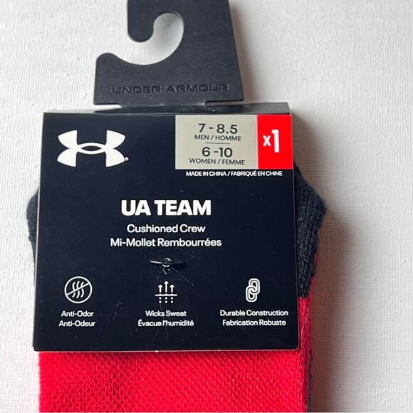 Under Armour UA TEAM Women's Cushioned Crew Athletic Sporty Socks Sz 6-10 - Picture 4 of 6